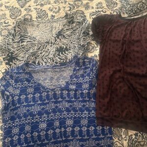 LOFT Women's Blouses - Black, Blue, Purple Medium